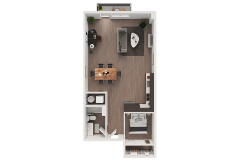Floor plan for studio, 1 bath, 812 sqft